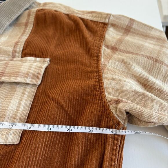 Patchwork Corduroy Shirt in Brown and Tan* - Picture 7 of 9